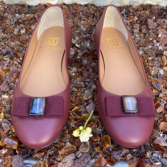 Bruno Magli Burgundy/Wine Leather Ballet Flats Size 38/US 8 NWOT - Picture 2 of 7